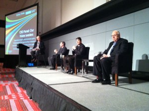 Bob Bianco, president of Menlo Worldwide Logistics spoke on a panel of leading chief executive officers on the “CEO Panel: Out Future Leaders,” joined by Thomas Sanderson, CEO of Transplace, Marvin Schlanger, CEO of CEVA Logistics and moderator, Thomas Escott, president of Hudson Logistics. 