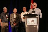 Joel Anderson accepting the  IWLA Jock Menzies 2014 Distinguished Service Award during the IWLA Convention in Phoenix, Ariz.